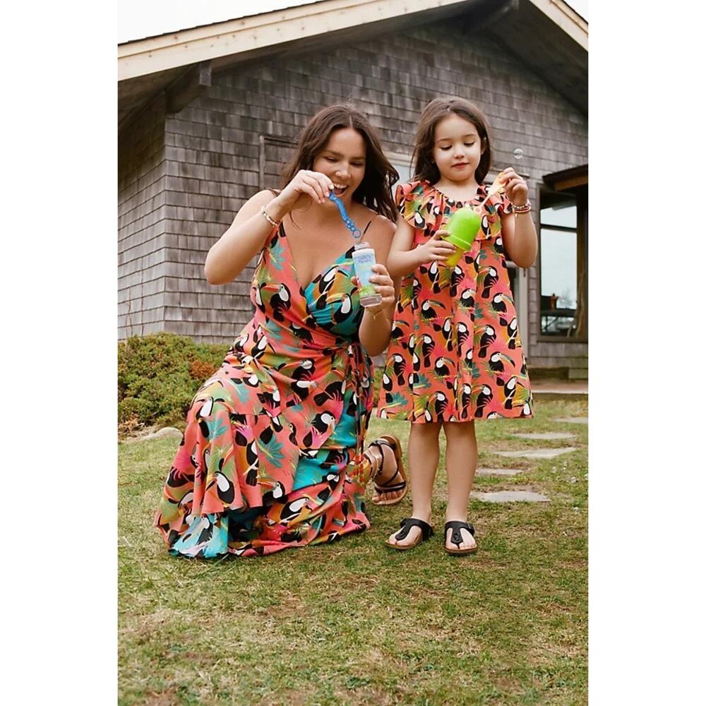 FARM Rio Anthropologie Girls 3 Toucan Print Ruffled Dress Mommy Me Matching